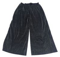 Černé třpytivé plisované slavnostní culottes kalhoty F&F