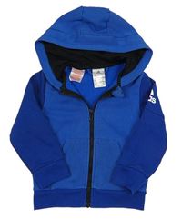 Tmavomodrá propínací mikina s logem a kapucí Adidas