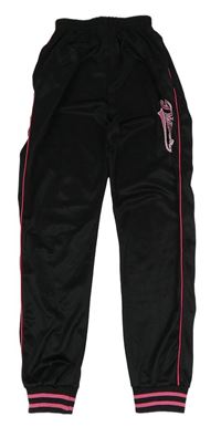 Černo-růžové sportovní tepláky s nápisem 