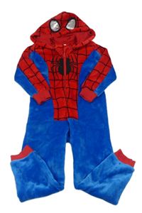 Modro-červená plyšová kombinéza s kapucí - Spiderman C&A