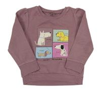Fialová mikina s pejsky zn. Dunnes Stores