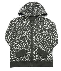 Antarcitovo-bílá propínací mikina s leopardím vzorem a kapucí George