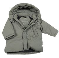 Šedá šusťáková zimní bunda s kapucí Zara