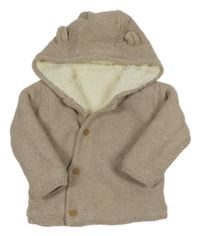 Hnědý propínací zateplený svetr s kapucí Dunnes