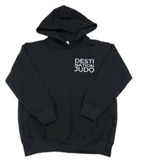 Černá mikina s nápisem a kapucí Fruit of the Loom