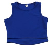 Tmavomodrý crop top s průstřihem Shein