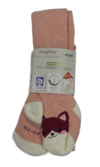 Nové - růžové zateplené punčocháče s kočičkami Lupilu