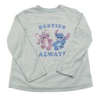 Světlešedé plyšové pyžamové triko se Stitchem a Angelou Primark