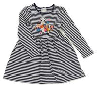 Tmnavomodro-bílé pruhované šaty s lamou 