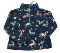 Tmavomodrá fleecová funkční mikina s jednorožci Mountain Warehouse