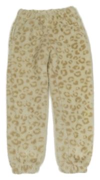 Smetanovo-béžové plyšové tepláky s leopardím vzorem 