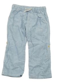 Světlemodro-bílé pruhované plátěné roll-up kalhoty H&M