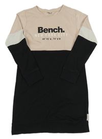 Růžovo-černo-bílé teplákové šaty s logem Bench