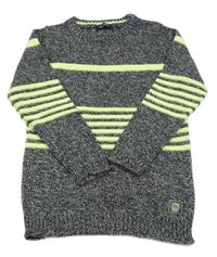 Tmavomodro-bílo-zelený melírovaný svetr s pruhy Blue Seven 