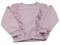 Lila mikina s volánky s madeirou Matalan