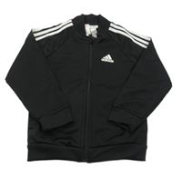 Černo-bílá propínací sportovní mikina s pruhy Adidas