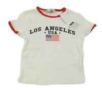 Nové - Bílo-červené žebrované crop tričko s vlajkou F&F