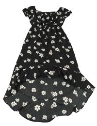 Černo-bílo-růžové květované šaty New Look