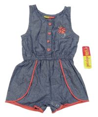 Nové - Modro-růžový kraťasový overal s beruškou PenelopeMack