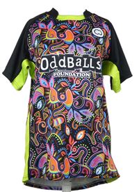 Pánské černo-limetkové vzorované sportovní tričko s logem Oddballs 