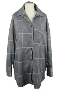 Dámská šedo-černo-červená kostkovaná oversized halenka Asos 
