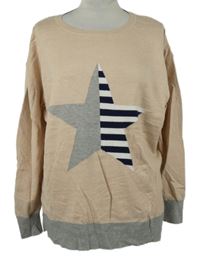Dámský béžovo-šedý svetr s hvězdou 