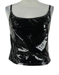 Nové - Dámský černý latexový crop top Musera 