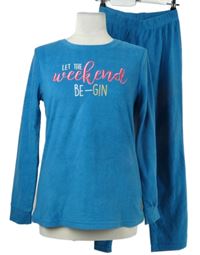 Dámské modré fleecové pyžamo s nápisem Miso 