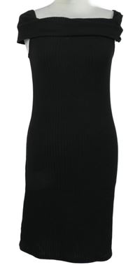 Nové - Dámské černé žebrované šaty s lodičkovým výstřihem New Look 