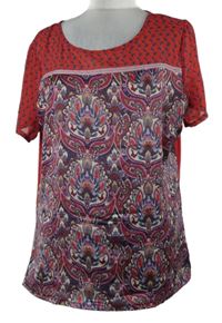 Dámská červeno-modrá květovaná halenka Tramontana 