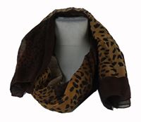 Dámská hnědo-béžová vzorovaná šifonová šála 