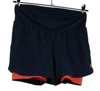 Dámské tmavomodro-růžové sportovní funkční dvojité kraťasy Decathlon 