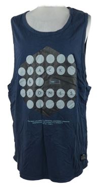 Pánské tmavomodré tílko s potiskem Jack & Jones 