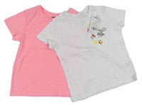 2x tričko neonově růžové, bílé F&F