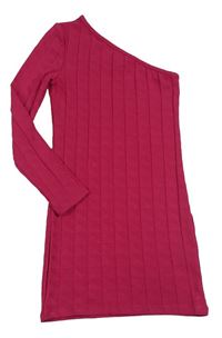 Neonově růžové vzorované asymetrické šaty candy couture