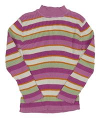 Barevný pruhovaný žebrovaný svetr Nutmeg