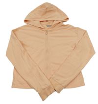 Meruňková propínací crop mikina s kapucí