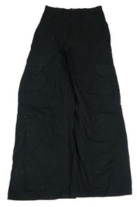 Černé plátěné cargo kalhoty H&M