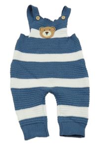 Modro-bílé pruhované laclové pletené kalhoty s medvědem Shein