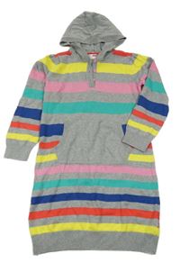 Šedo-barevné pruhované pletené šaty s kapucí Name it