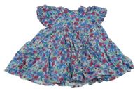 Modré květinové plátěné šaty Monsoon