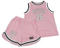 2 set - Růžovo-černo-bílé tílko s nápisem + růžovo-černo-bílé kraŤasy Shein