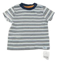 Nové - modro-šedo-bílé žebrované tričko Nutmeg