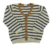 Béžovo-modrý pruhovaný propínací svetr H&M