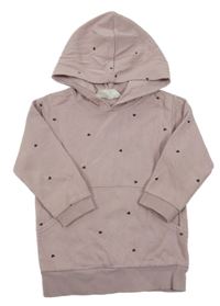 Růžová mikina se srdíčky a kapucí H&M