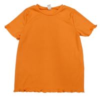 Oranžové žebrované tričko Shein