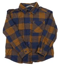 Hnědo-tmavomodrá kostkovaná košile H&M