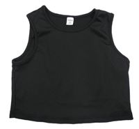 Černý žebrovaný crop top Shein