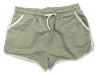 Khaki teplákové kraťasy s bílými lemy Primark