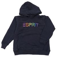 Tmavomodrá mikina s barevným nápisem a kapucí Esprit
